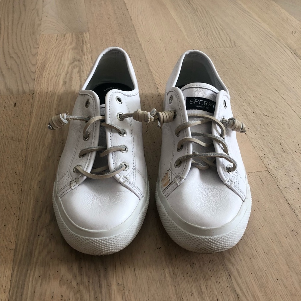 White leather Sperry’s Topsiders!
